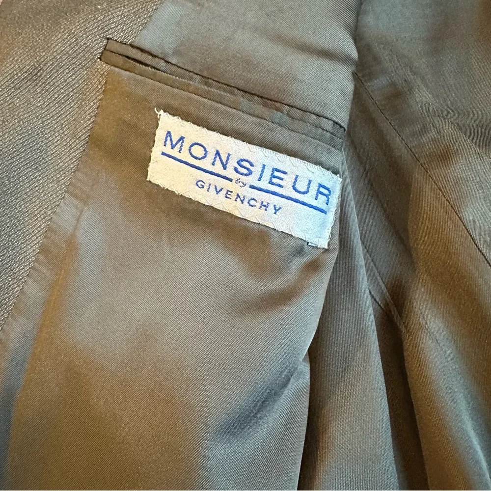 Vintage Monsieur Givenchy Wool Brown‎ Tan Blazer Jacket Sport Coat Size 42L